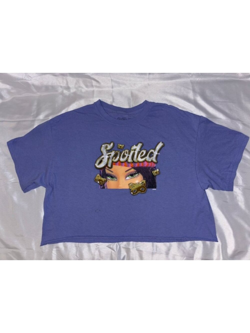 NWOT Purple Bratz Spoiled Cropped Graphic Tee Women’s Large